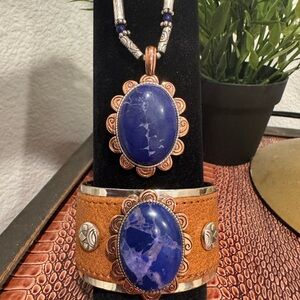 Brighton Blue River Howlite Silver and Copper Necklace and Bracelet Set